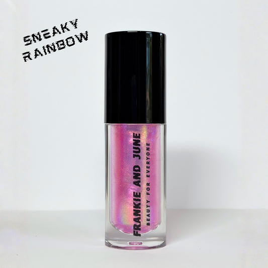 Sneaky Rainbow - Pink-Orange-Gold-Lime Green Iridescent Lip Gloss