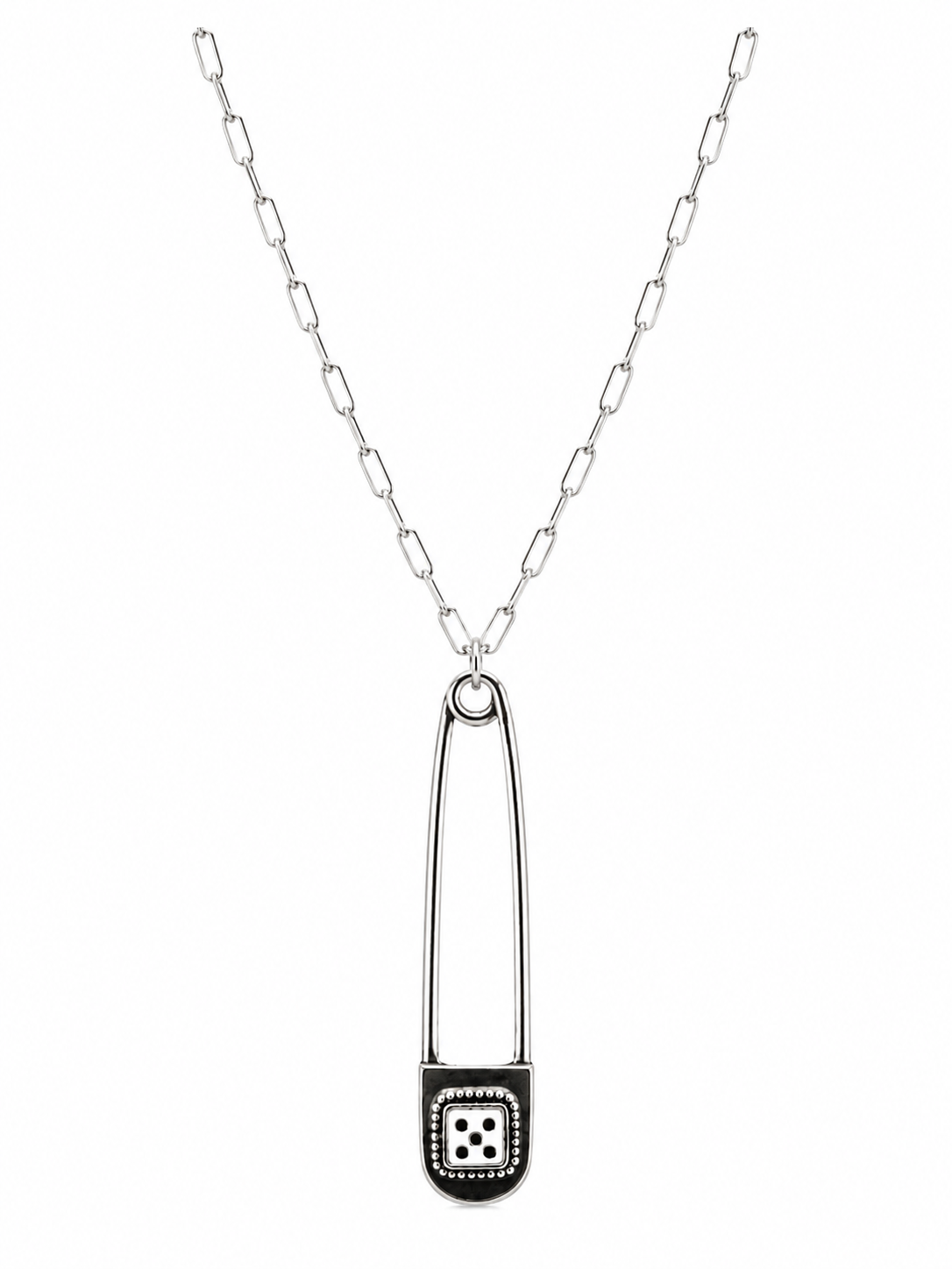 Dice Safety Pin Pendant Necklace