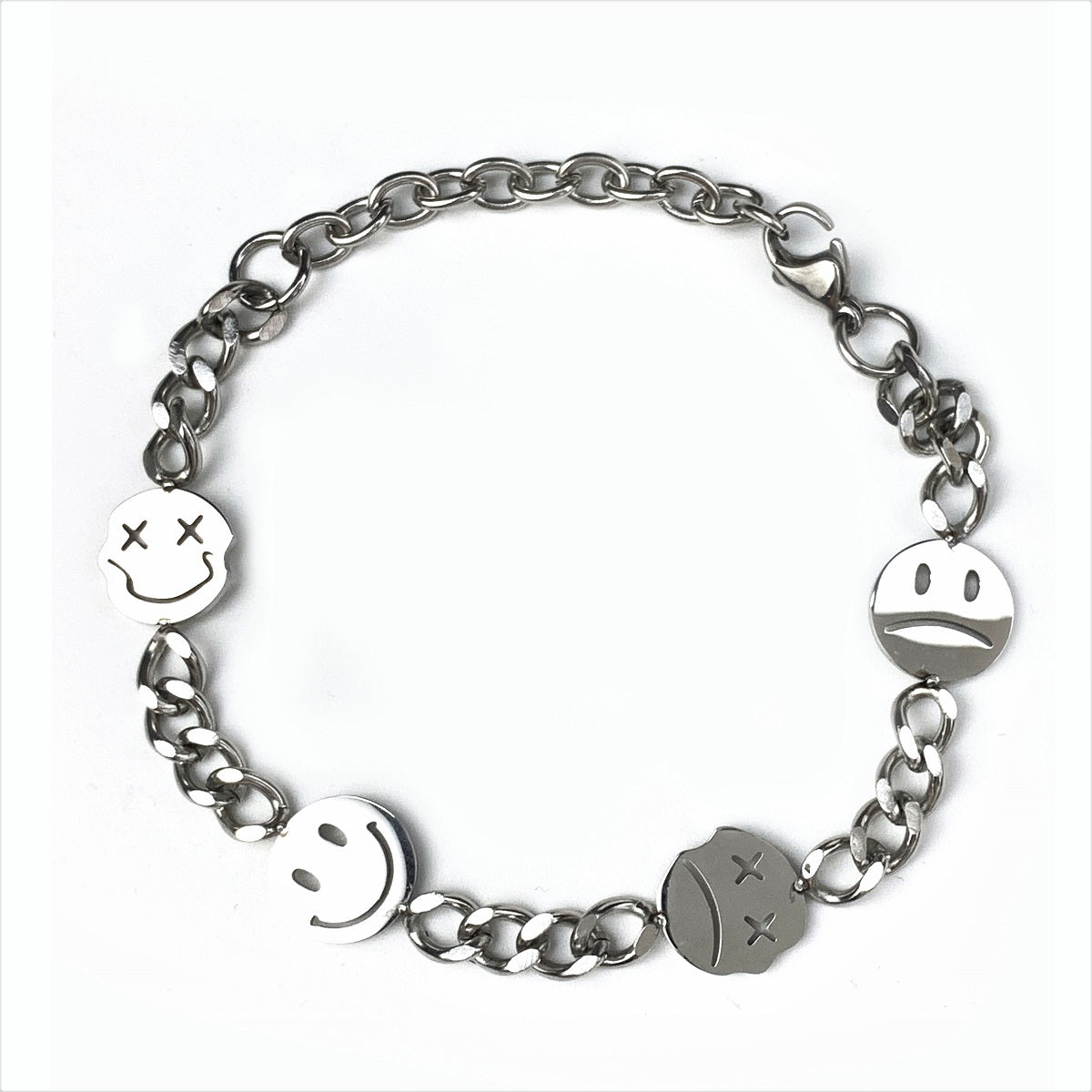 Emotional Damage Stainless Steel Smiley Face Bracelet