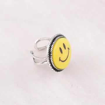 Y2K Smiley Face Cuff Ring