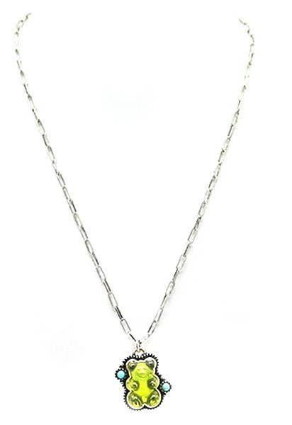 Light Yellow Y2K Gummy Bear Pendant Necklace