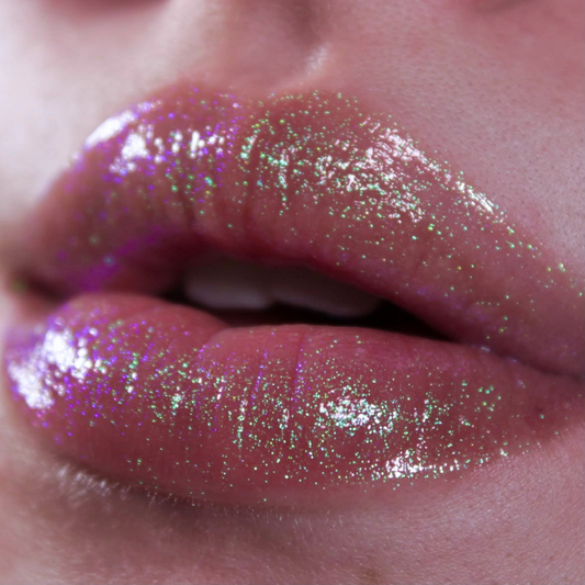 Quantum Shift - Lime Green-Blue-Lavender Iridescent Lip Gloss