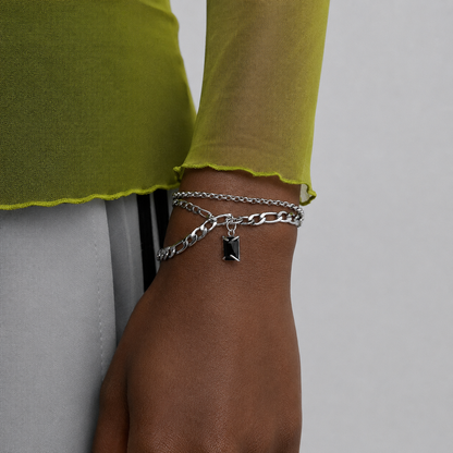 Angelica – Black Gem Layered Chain Bracelet
