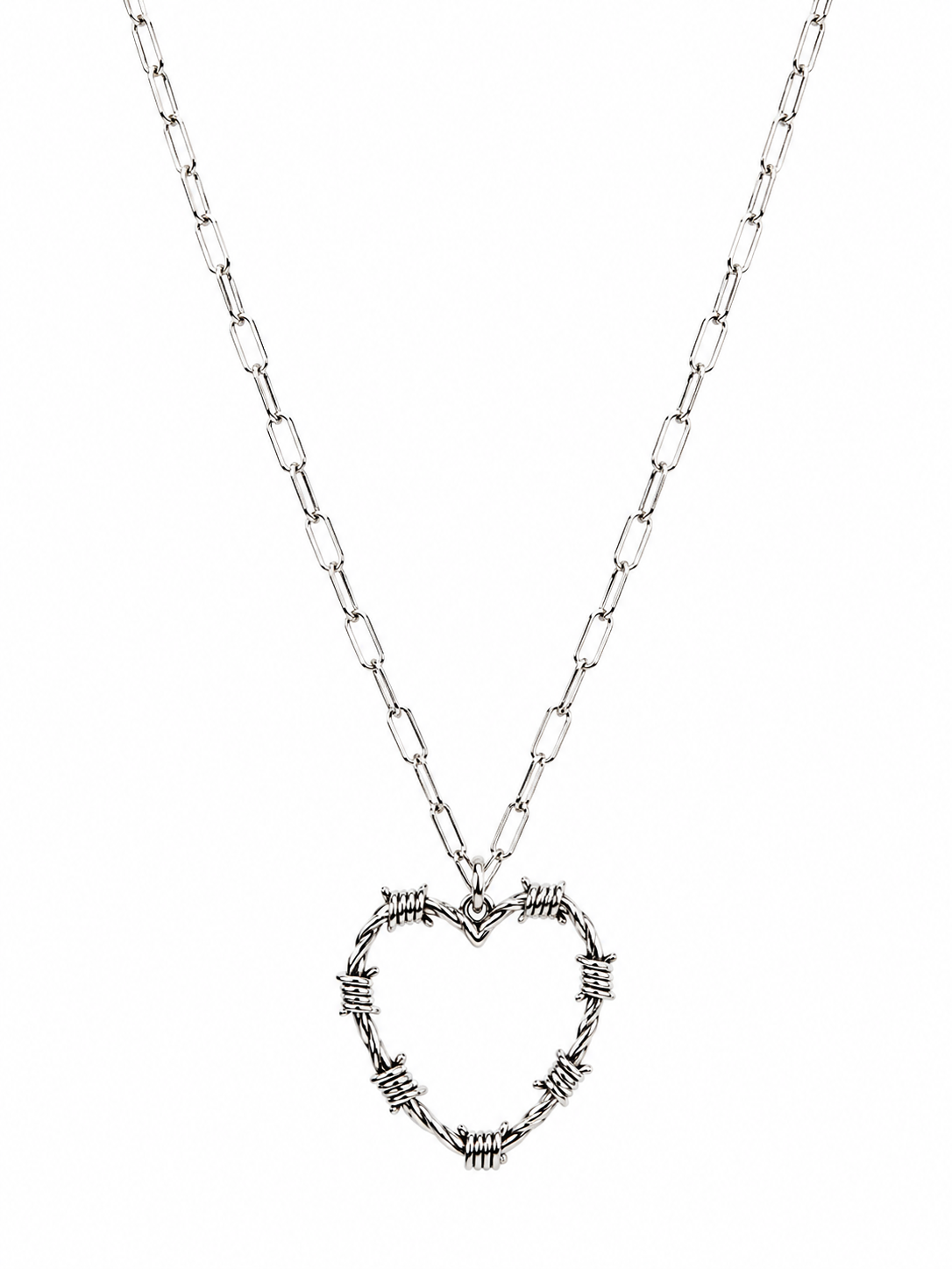Barbed Wire Heart Pendant Necklace