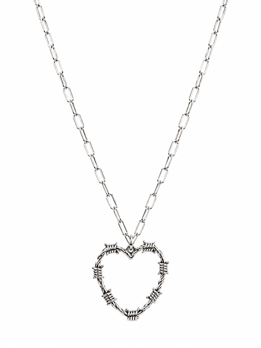 Barbed Wire Heart Pendant Necklace