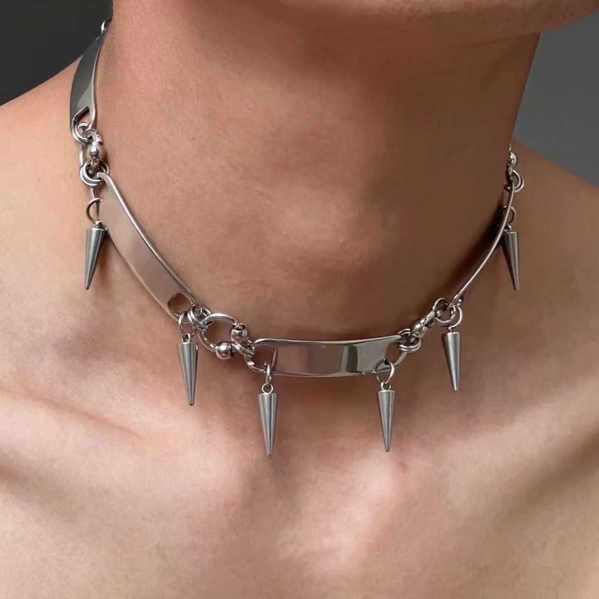 Axiom – Stainless Steel Spike Collar Necklace