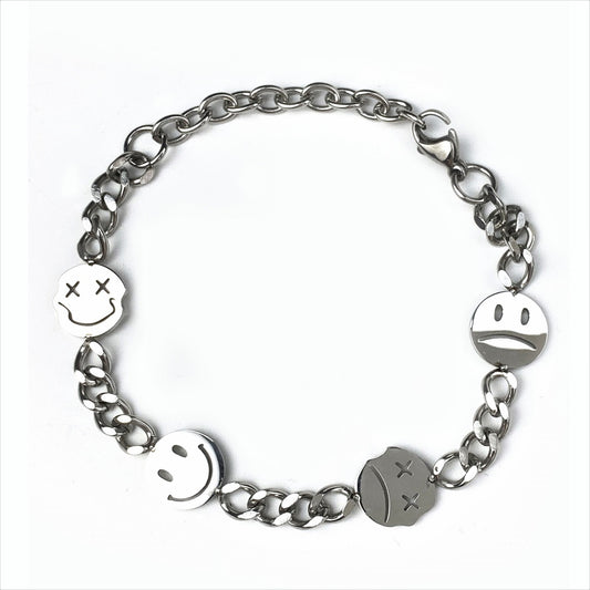 Emotional Damage Stainless Steel Smiley Face Bracelet