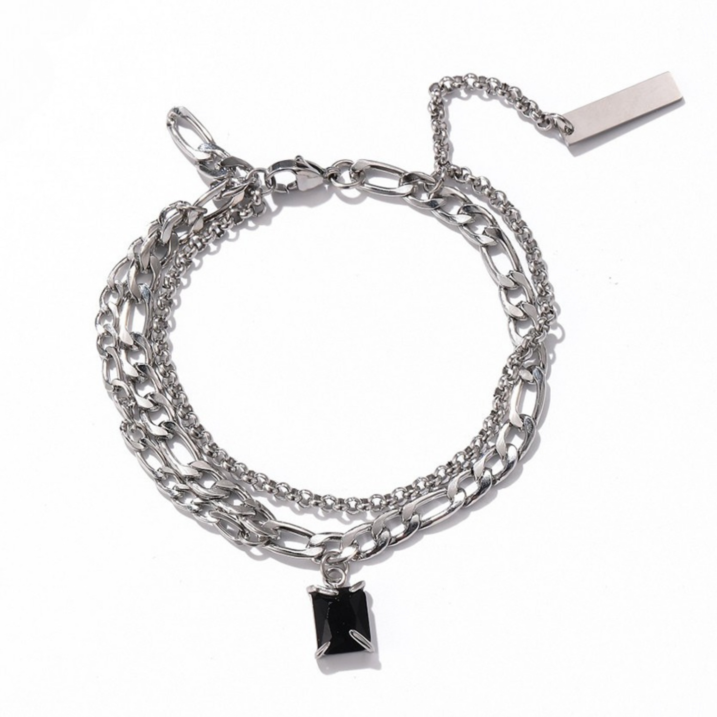 Angelica – Black Gem Layered Chain Bracelet